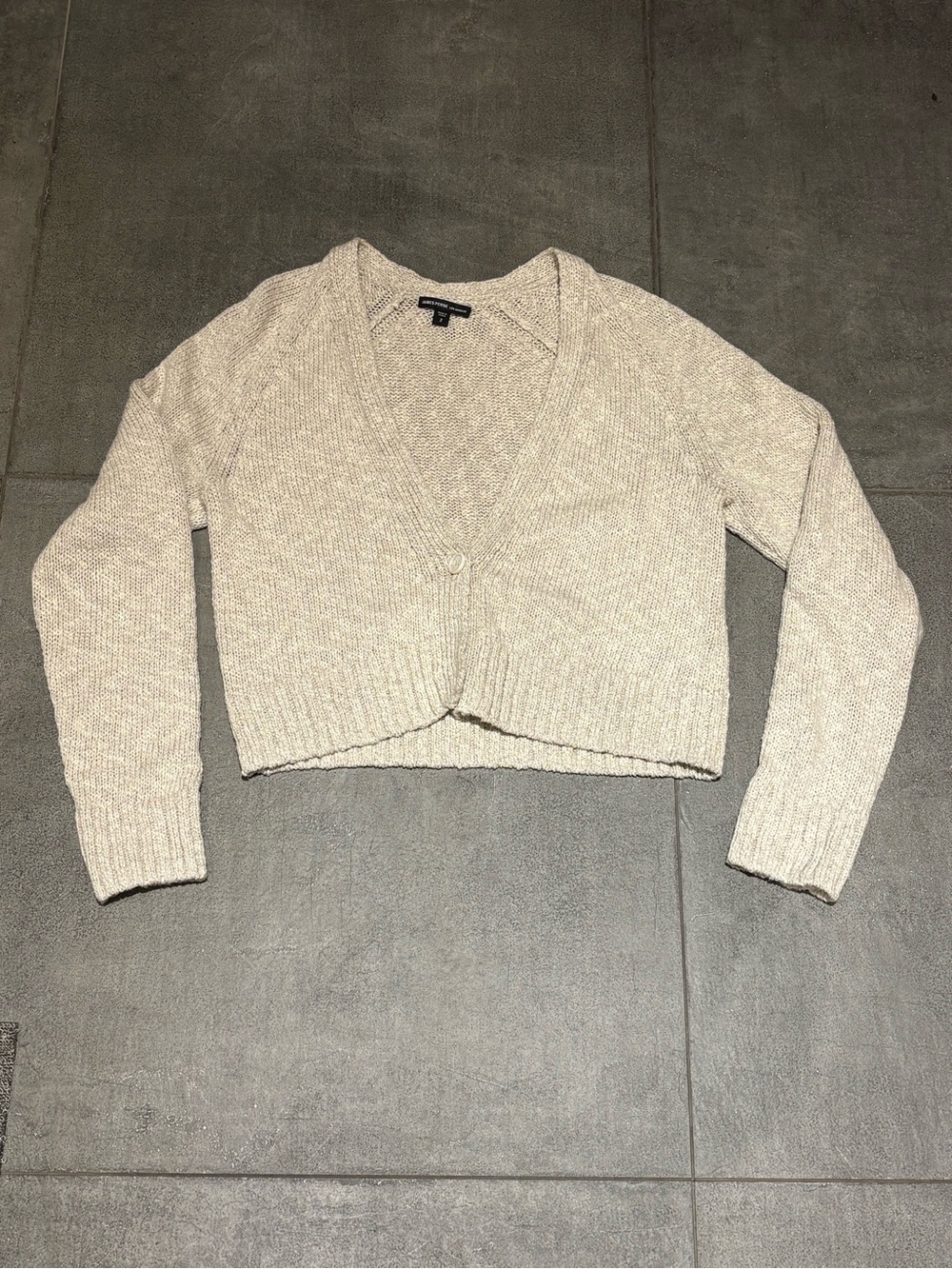 James Perse Cropped V-Neck Cardigan Sweater - Cream